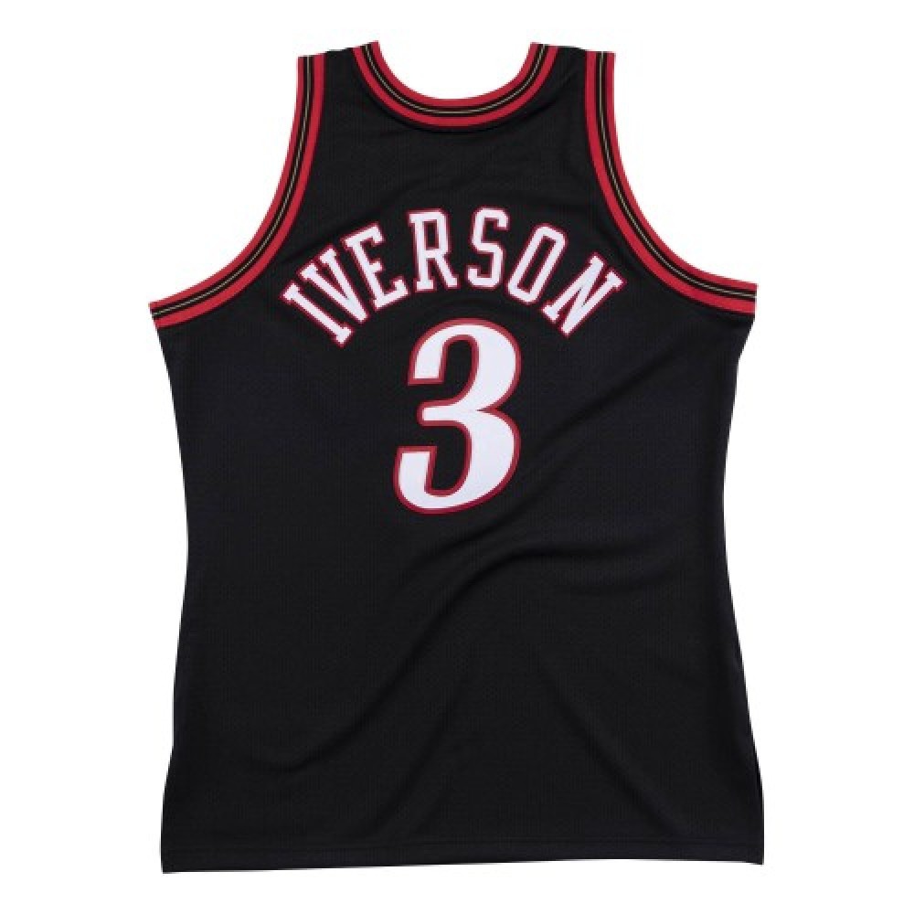 Men's Philadelphia 76ers Allen Iverson #3 Throwback Black 1997-98 Hardwood Classics Jersey-Pro Kit Vault | Brand New 26/27 Sports Jerseys